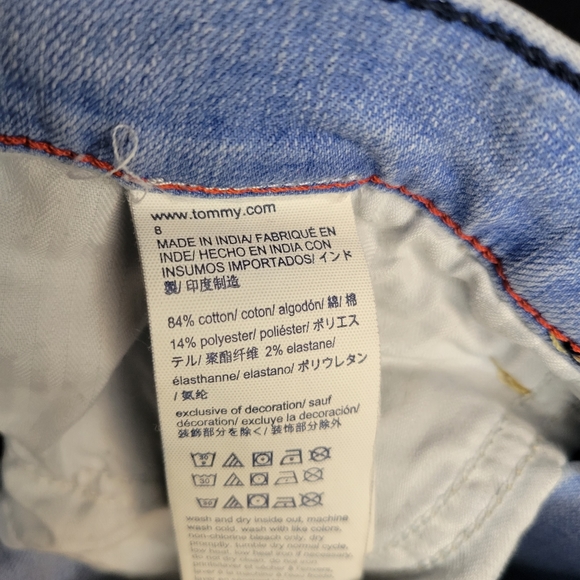 Tommy Hilfiger Denim White Washed Distressed Slim Jeans with Raw Hem Size 8 - Picture 10 of 11